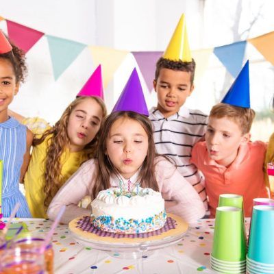 A group of children at birthday party at home
